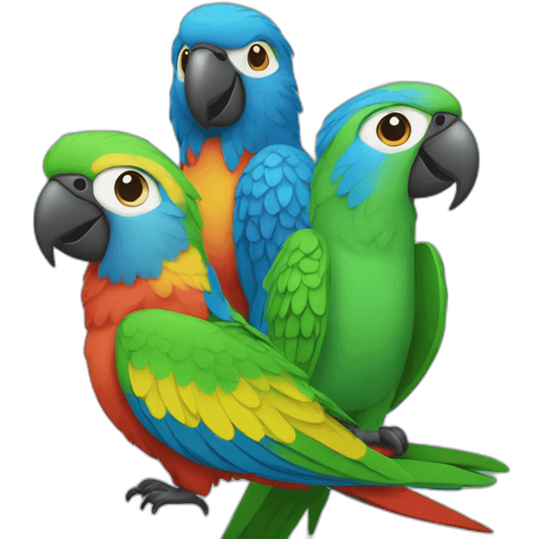 1 male and 3 female parrots emoji