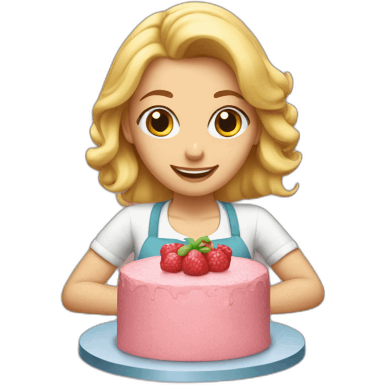 blonde woman making cake emoji