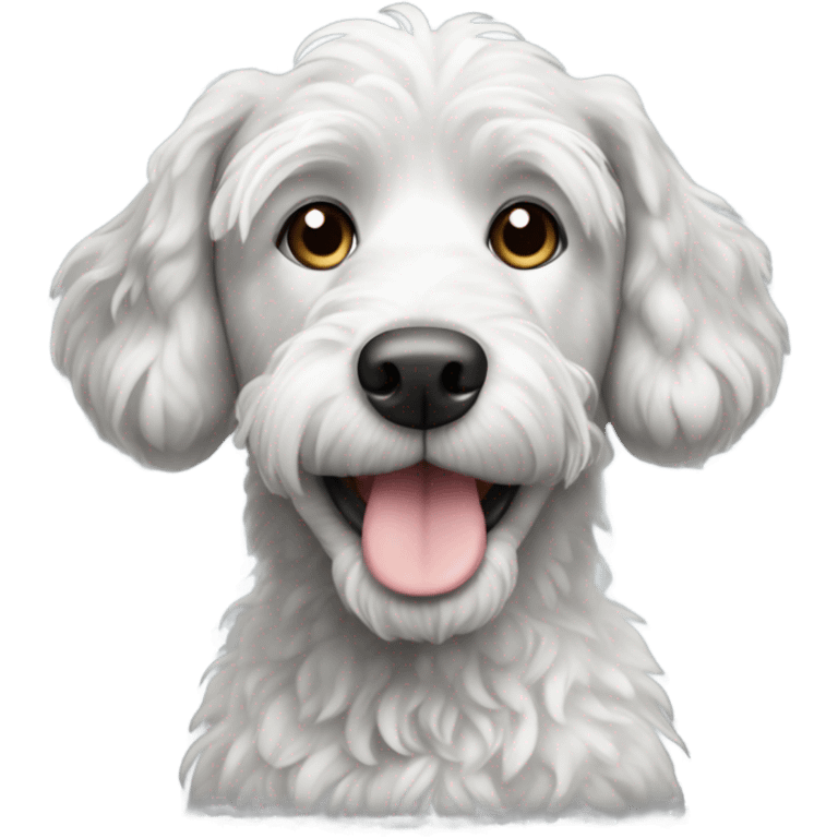 Grey and white doodle dog emoji