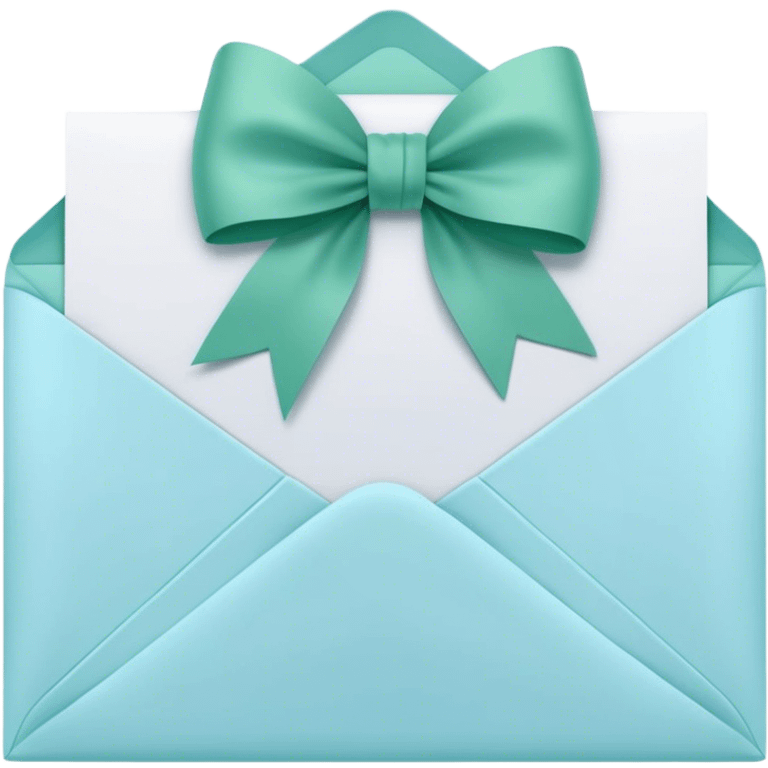 beautiful aesthetic love letter in pastel blue color with green bow aesthetically placed  emoji