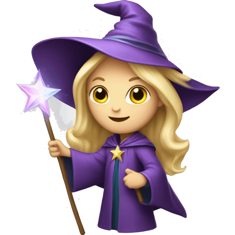 Blonde female wizard with iridescent star wand emoji