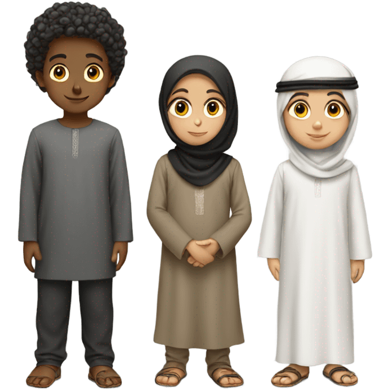 3 arabic children standing together emoji