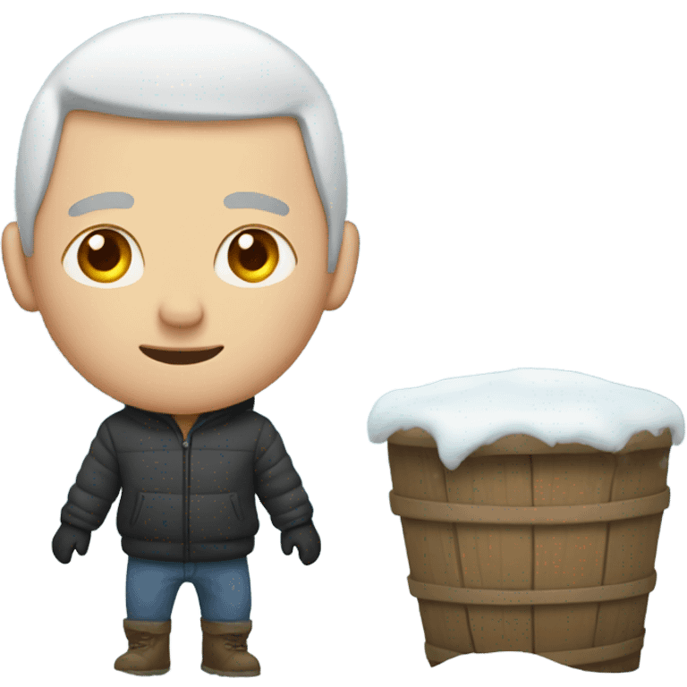 White man up to his waist in snow emoji