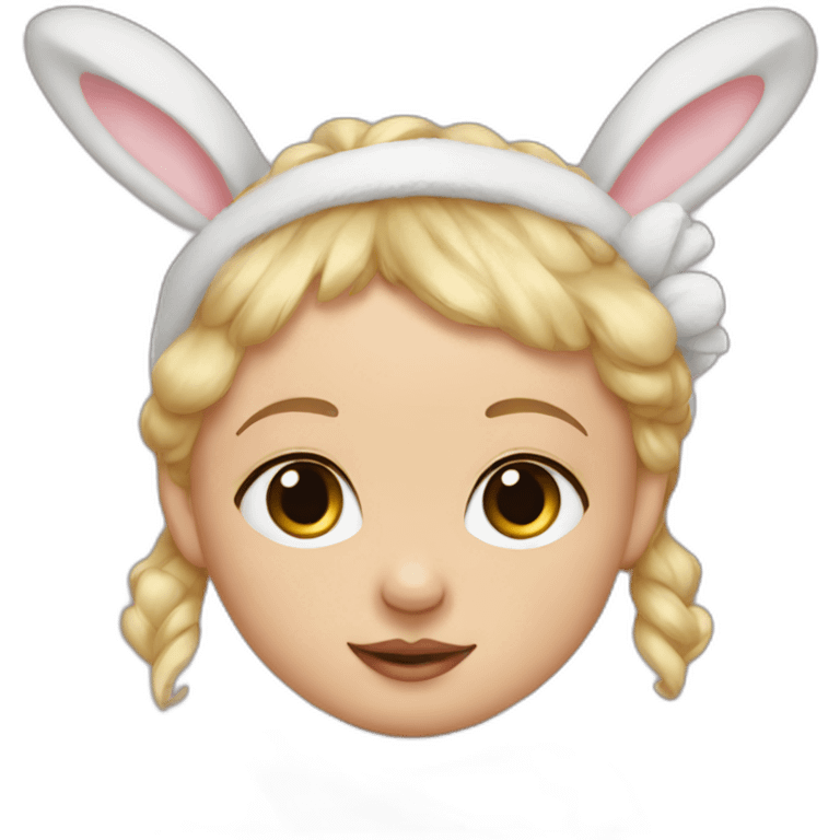 Newborn with bunny headband emoji