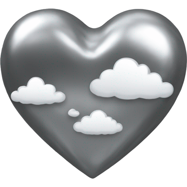 metallic heart with cloud emoji