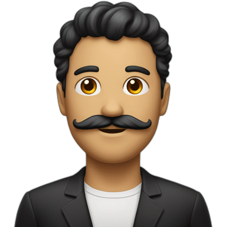 Un mec avec un moustache cheveux noir qui mets son bras en avant emoji