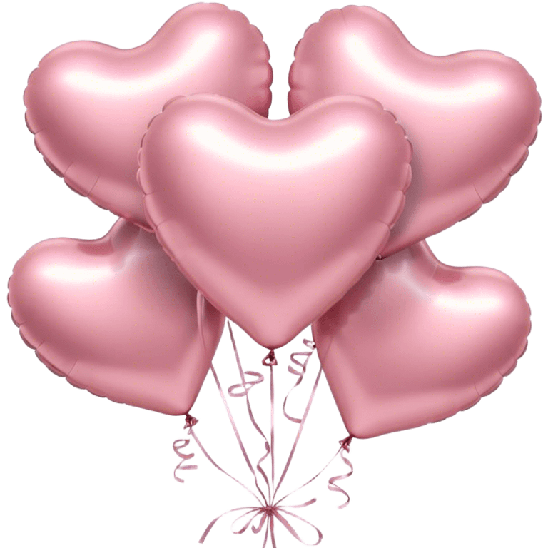 six metallic heart-shaped balloons in pastel pink  emoji