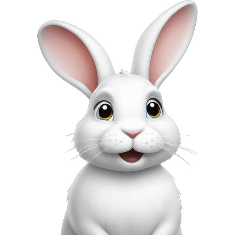 The white rabbit looks up emoji