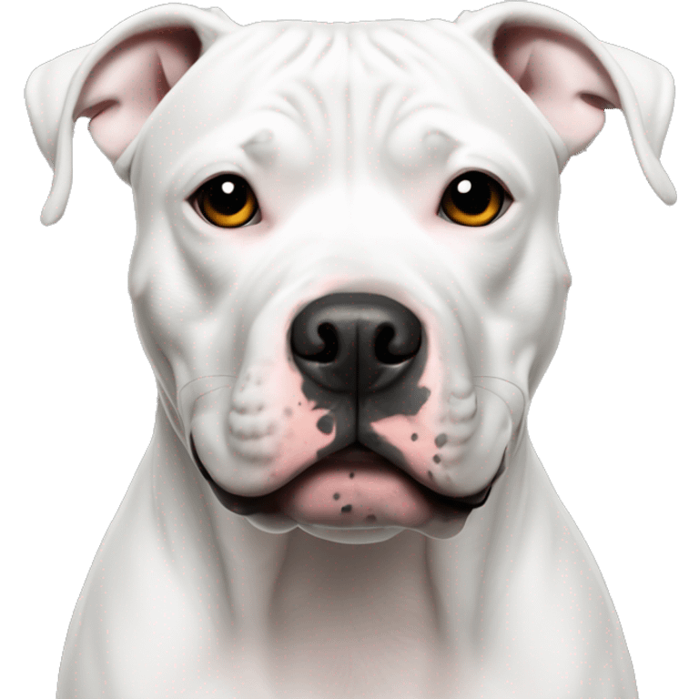 Gotti White pit bull with two black spots over eyes emoji