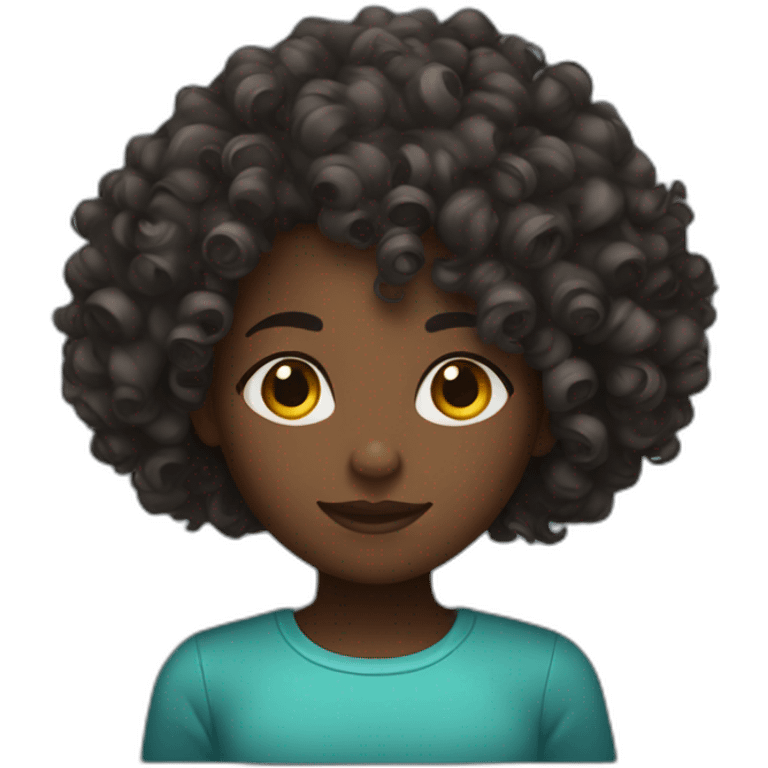 Curly hair dark girl  emoji