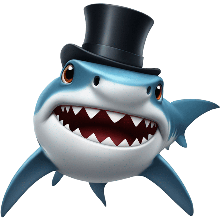 Shark with a top hat emoji