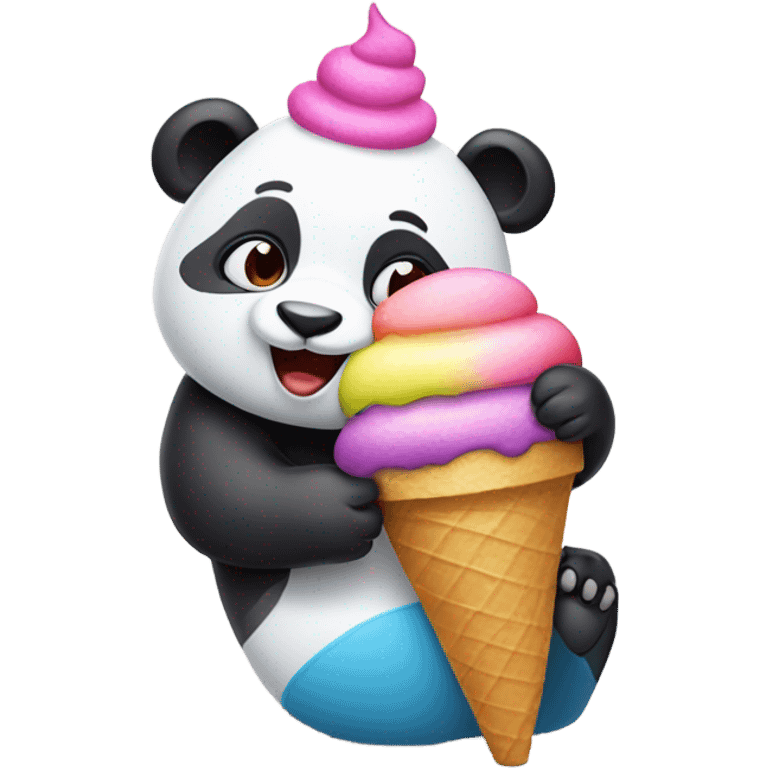 Panda eating ice cream emoji