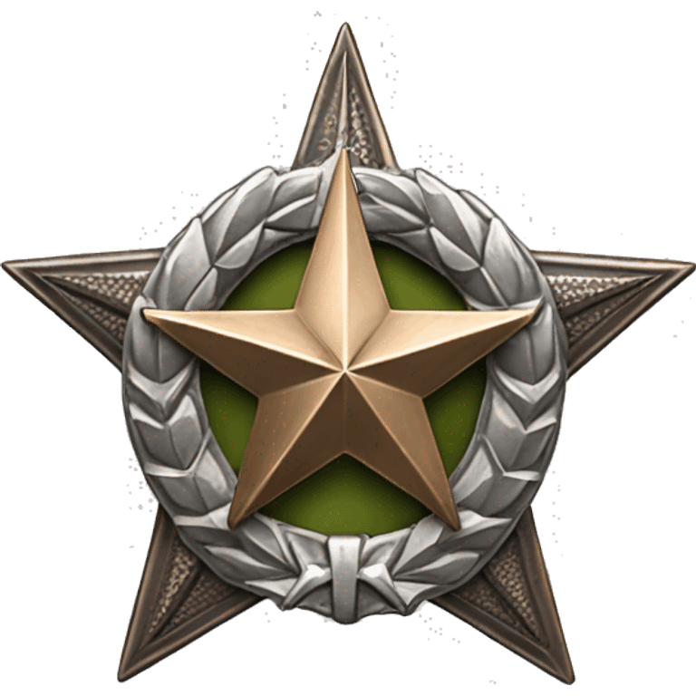 Bronze military badge with a silver star and a wreathe emoji