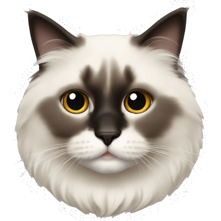 Ragdoll cat with full dark face emoji