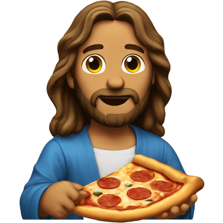 Jesus eating a pizza emoji