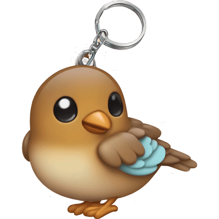 an cute keychain with a baby bird imprint on it  emoji