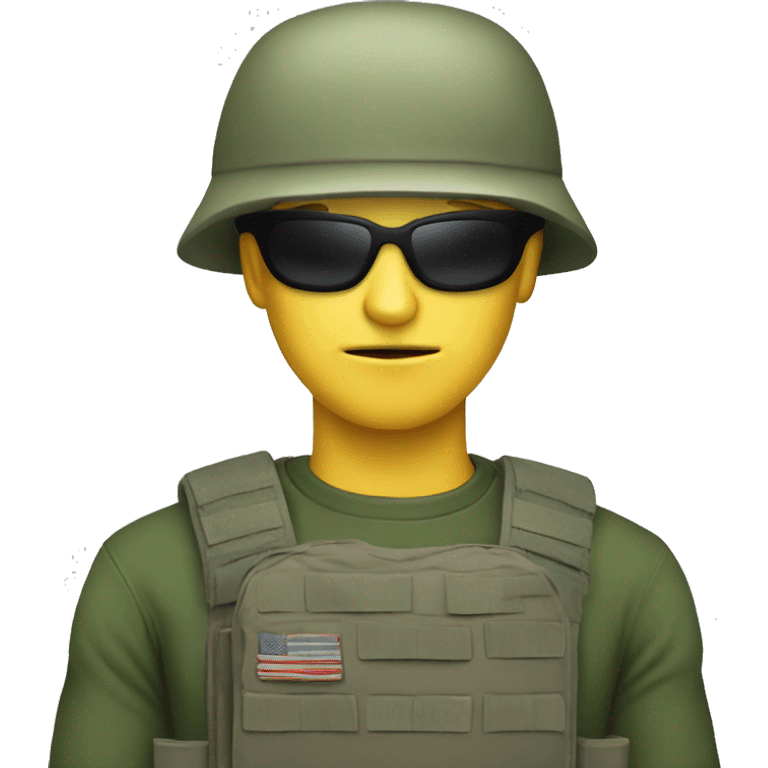 military hacker with computer emoji