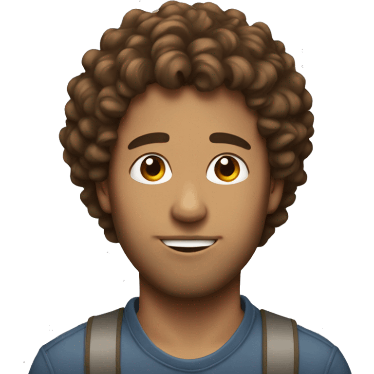 A guy with brown curly hair kissing emoji