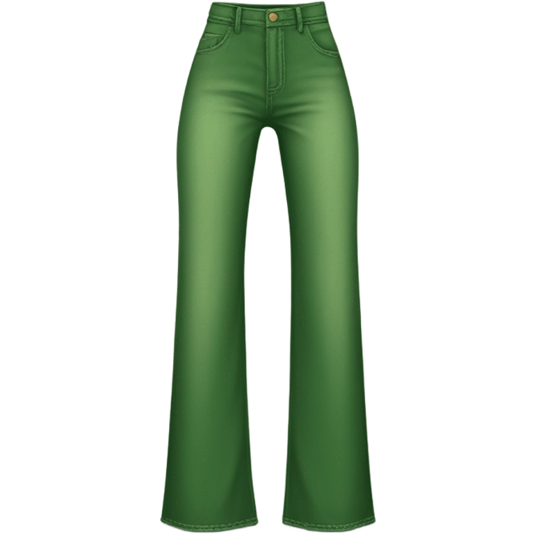 Realistic long Wide leg high waisted green jeans, isolated emoji