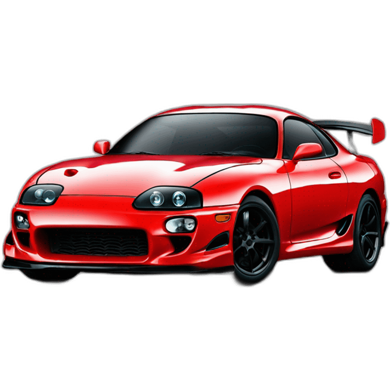 red toyota supra with black flames paint,mk4 emoji