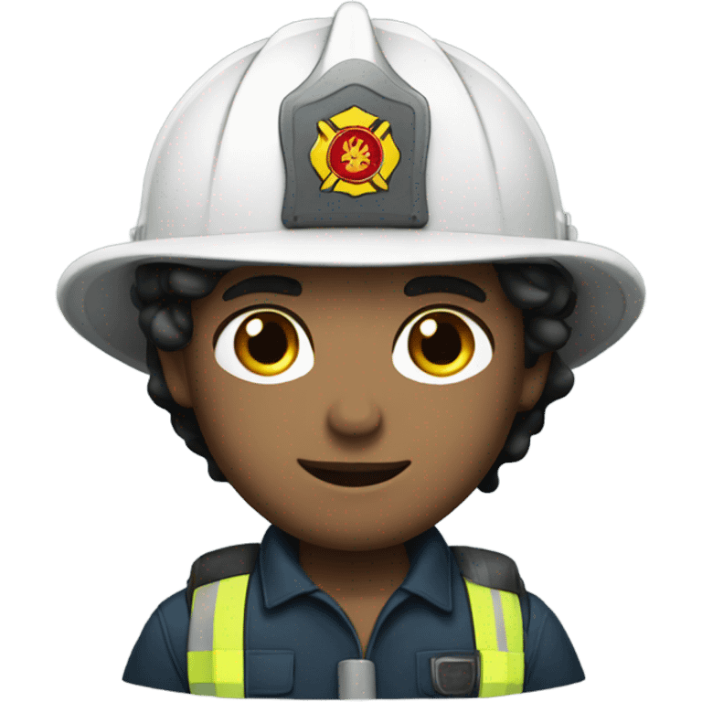 Firefighter with dark hair and blue/green eyes emoji