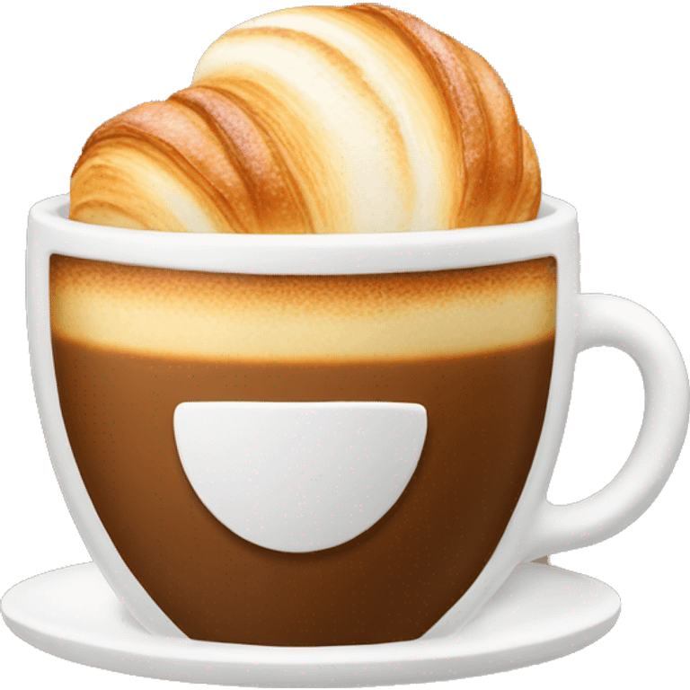 Cup of cappuccino with croissant emoji