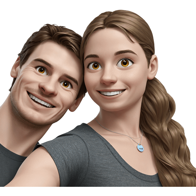 smiling girl with boy portrait emoji