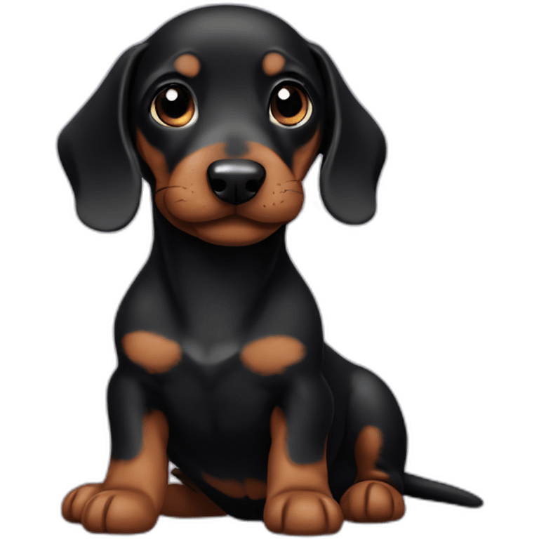 baby black sausage dog emoji