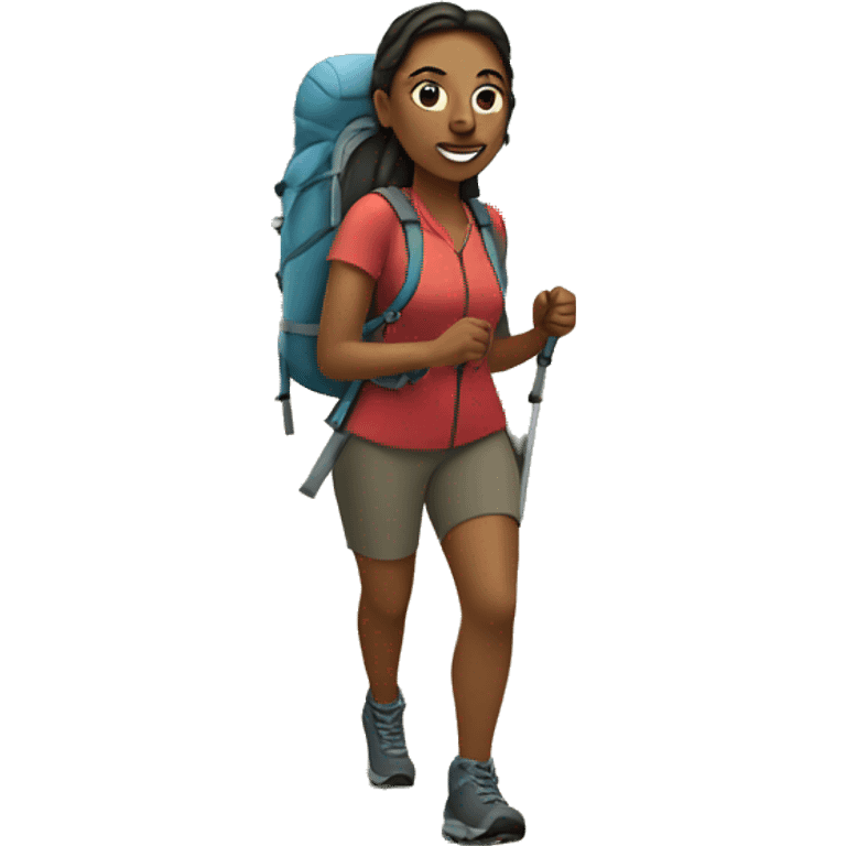 woman hiking on trail emoji