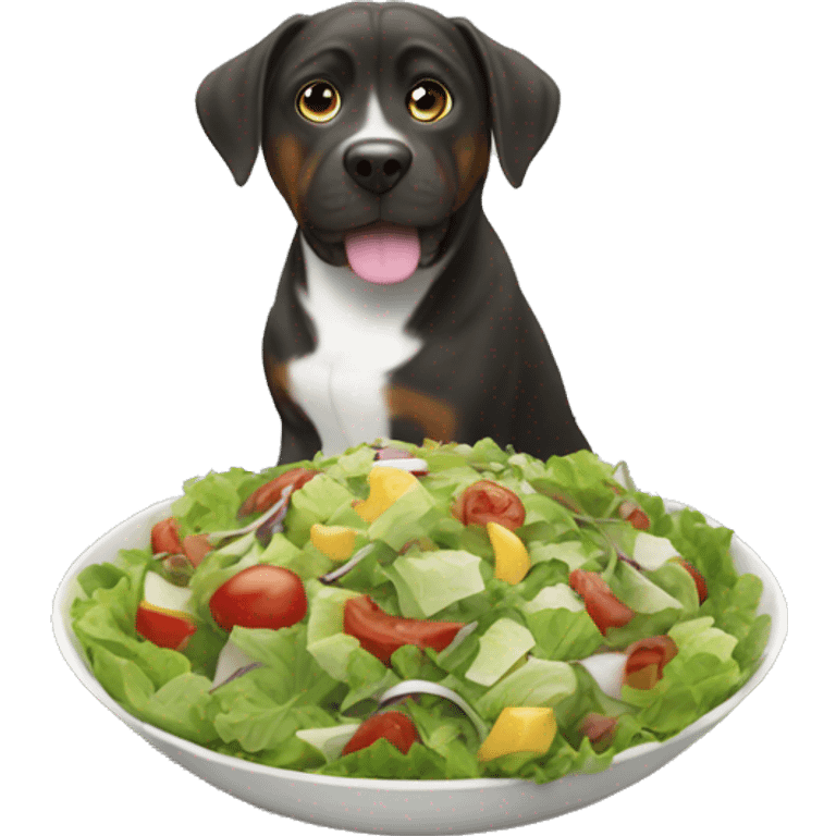 The salad executes the give me a paw command emoji