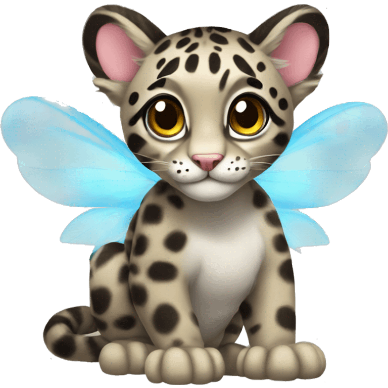 clouded leopard with fairy wings emoji