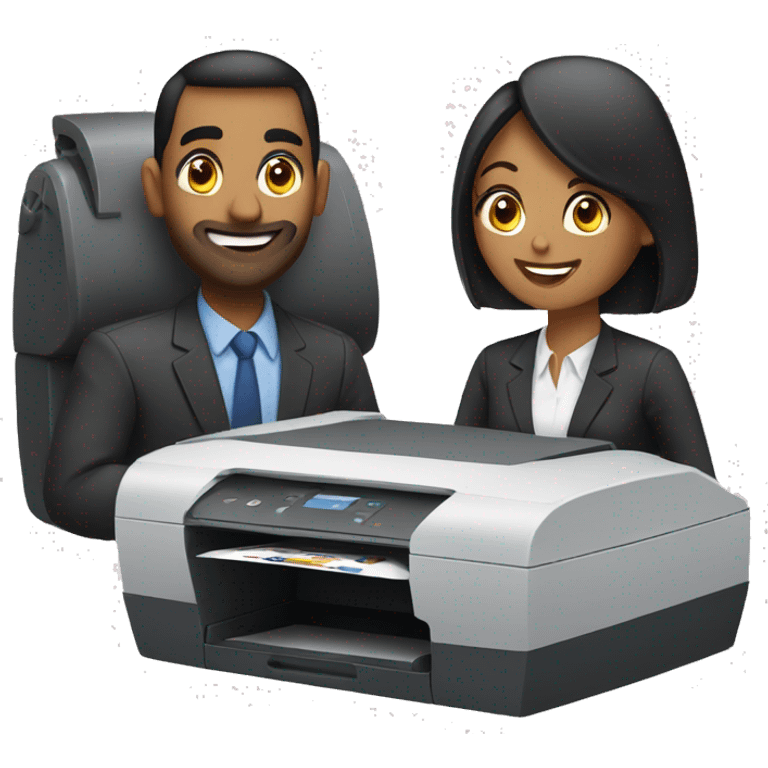 Couple using printer emoji