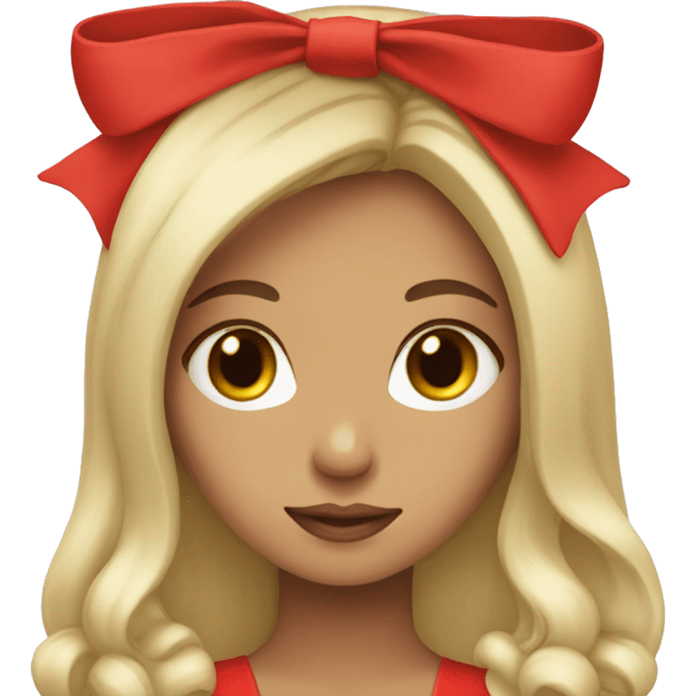 Half Brunette blonde two tone hair girl with red bow emoji