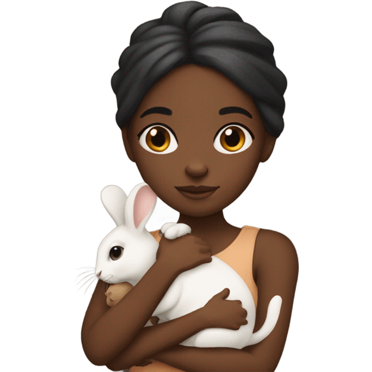 Black girl with a brown bunny emoji