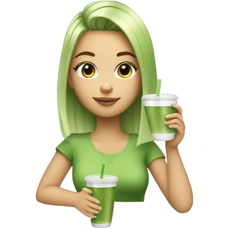 Clean girl drinking matcha emoji