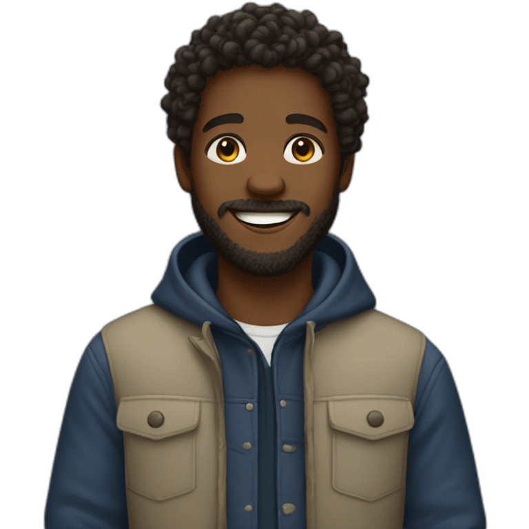 black boy with curly hair and beard smiling emoji