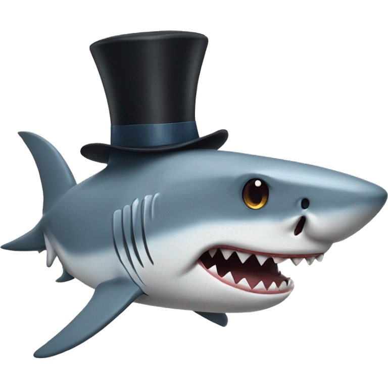 Shark with a top hat emoji