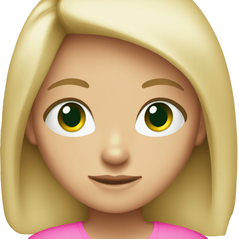 blonde girl green eyes straight hair pink shirt emoji