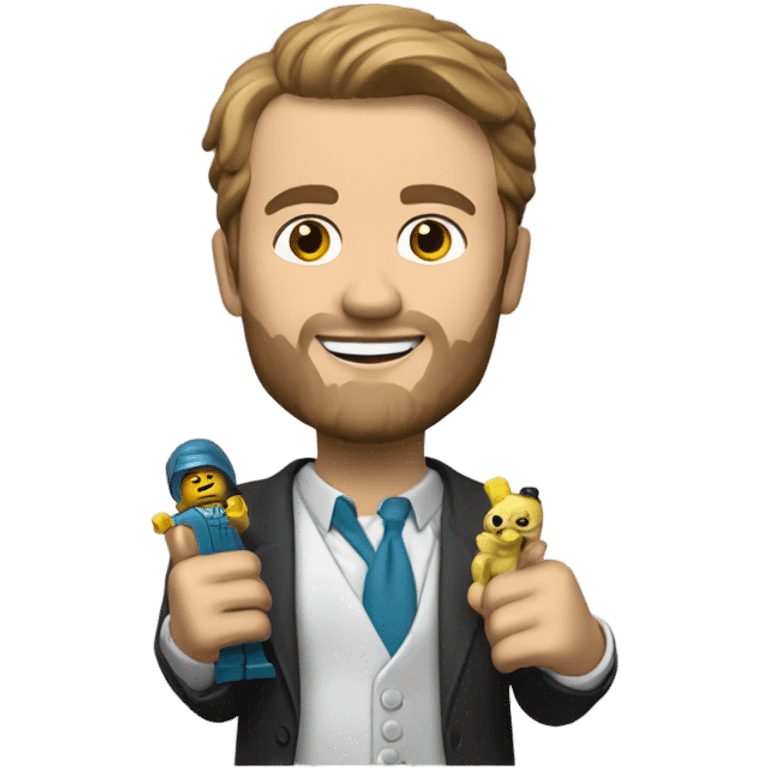 Dacid baszucki with a minifigure of himself emoji