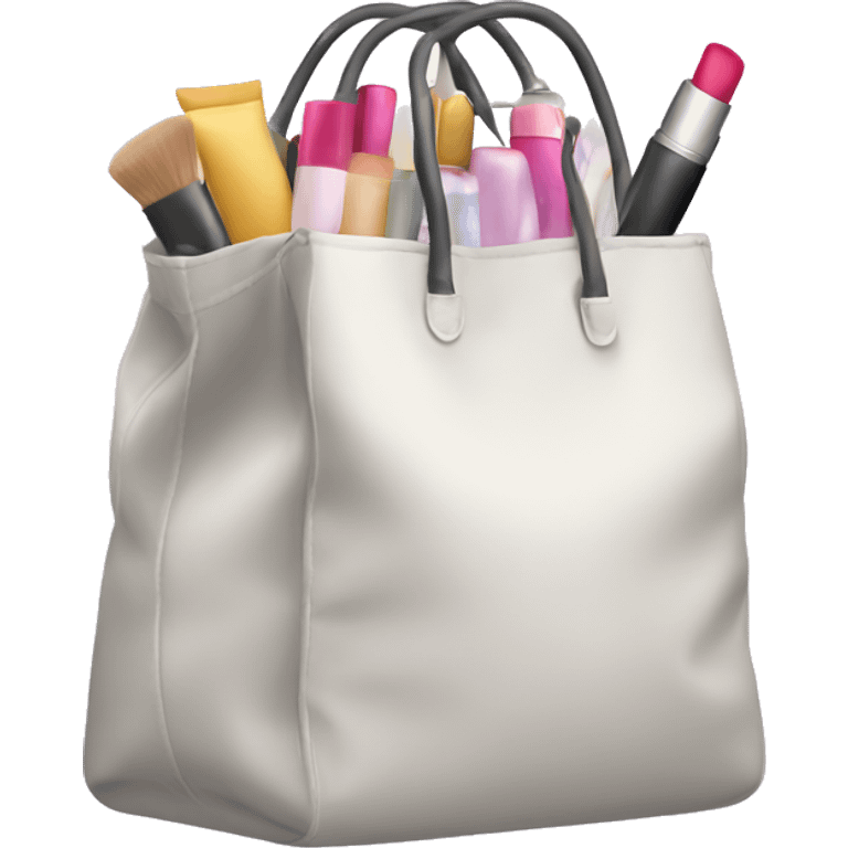 bag with cosmetics sticking out emoji