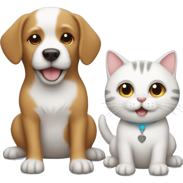 dog and cat with music emoji