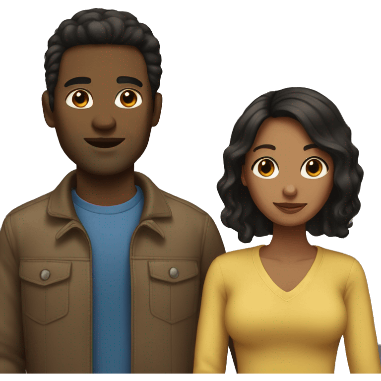 Black hair woman with brown hair man  emoji