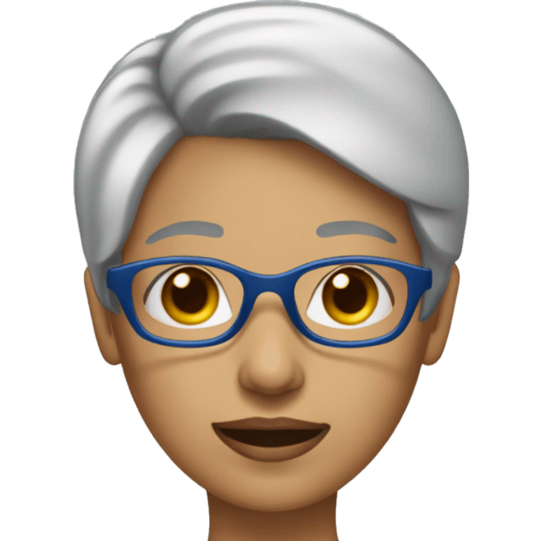 Woman with short gray hair and blue rimed glasses  emoji