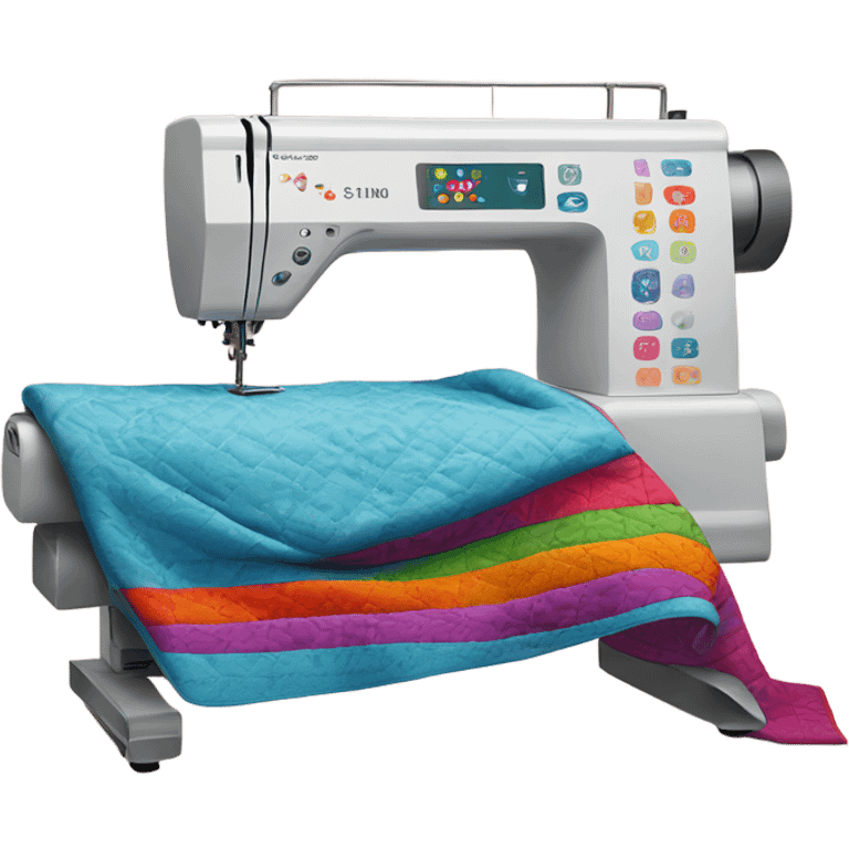 Embroidery machine Quilting a colourful blanket emoji