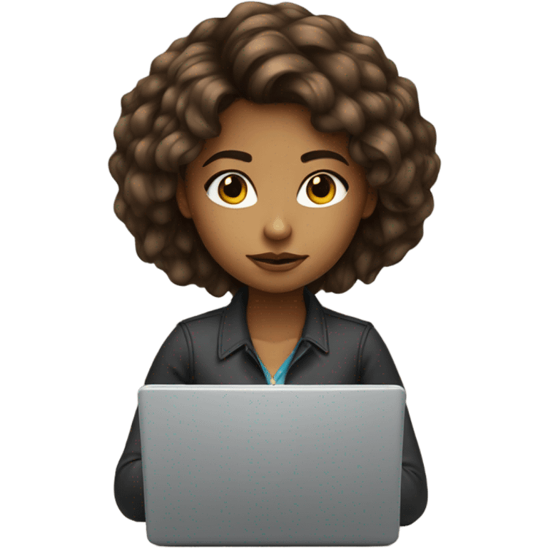 Medium hair light skin  Brown girl, computer science intern with a coding laptop  emoji