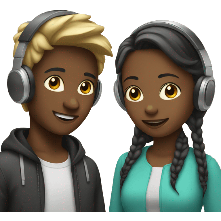 boy and girl with headphones emoji