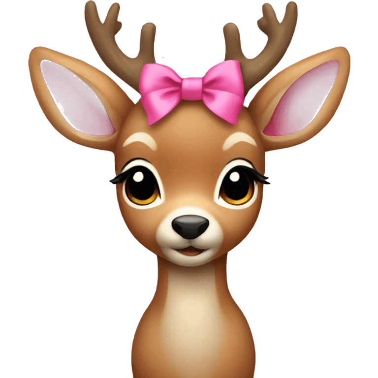 cute deer with a pink bow emoji