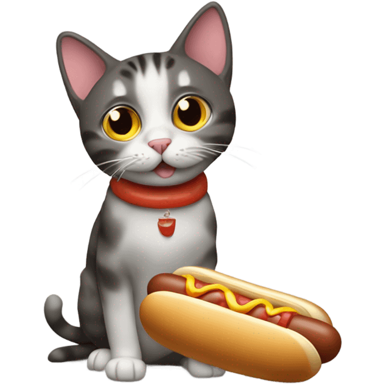 a cat eating a hot dog  emoji