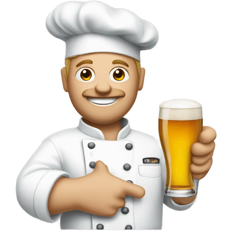 White chef holding a beer in right hand and a golf club in left hand emoji