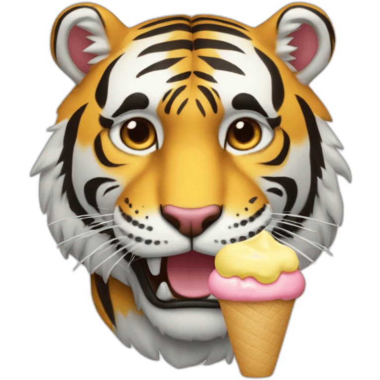 A tiger with a ice-cream yellow emoji